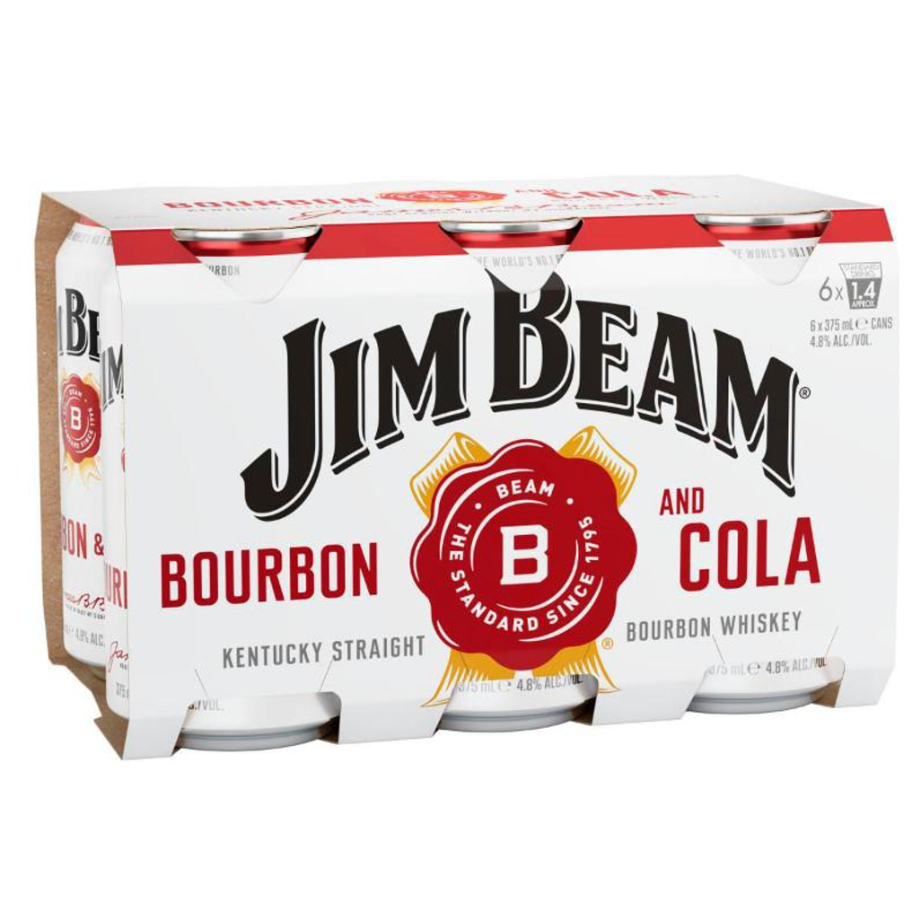 Jim Beam White Label Bourbon & Cola Can 375mL