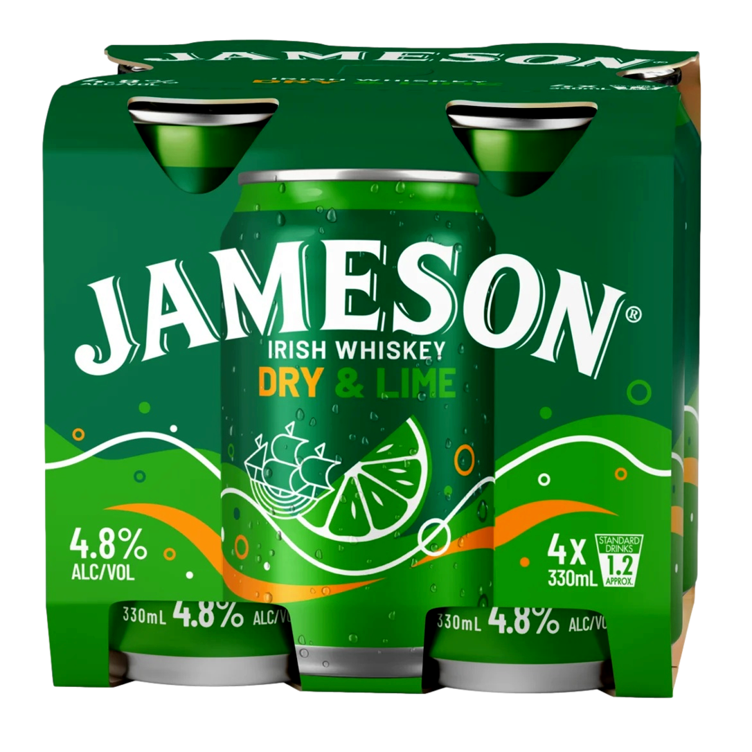 Jameson Irish Whiskey & Dry Lime 4.8% Can 330mL
