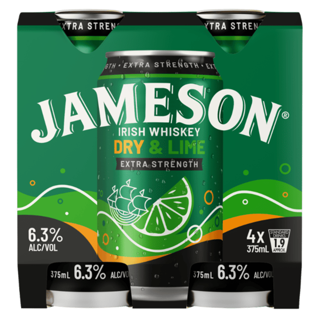 Jameson Irish Whiskey Smooth Dry & Lime 6.3% Can 375mL