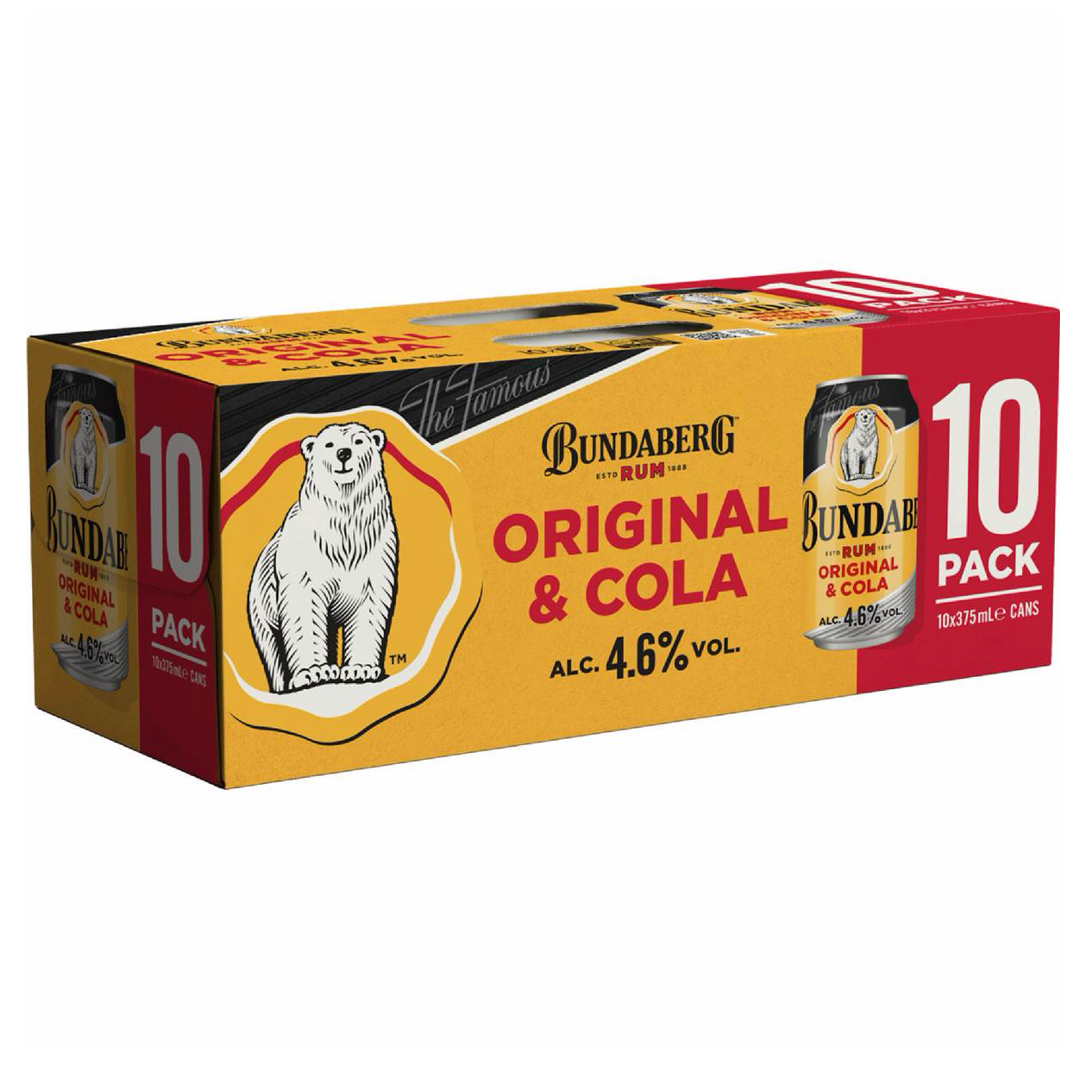 Bundaberg U.P Rum & Cola 10 Pack Can 375mL