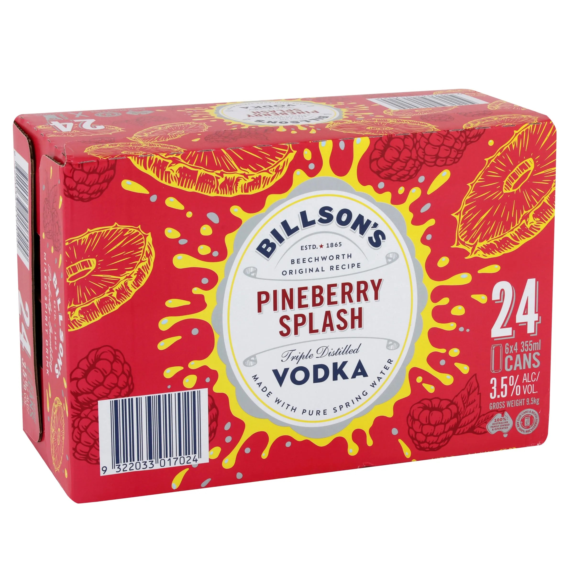 Billson's Vodka Pineberry Splash Can 355mL - Harry's Liquor