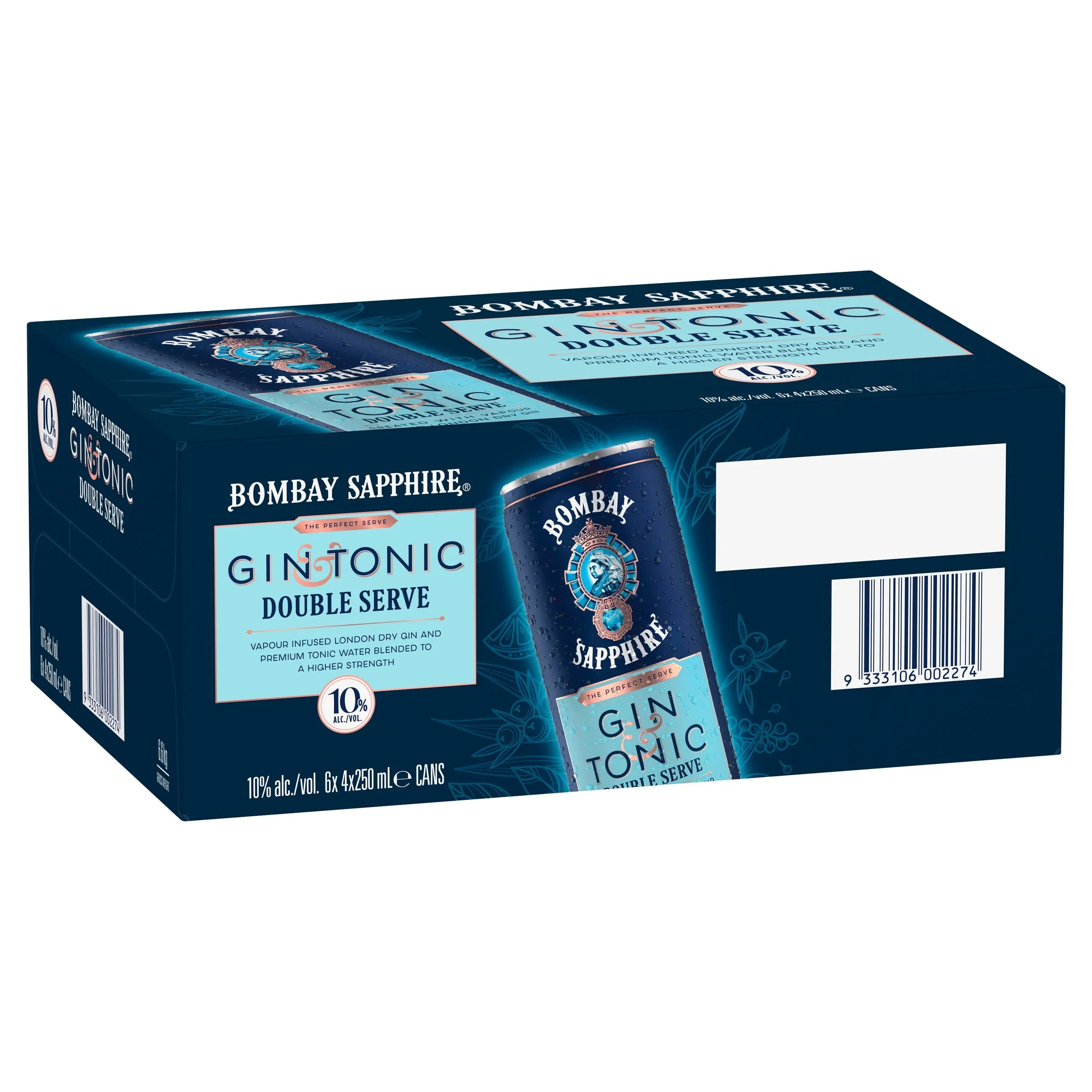 Bombay Sapphire Gin & Tonic Double Serve 10% Can 250mL - Harry's Liquor