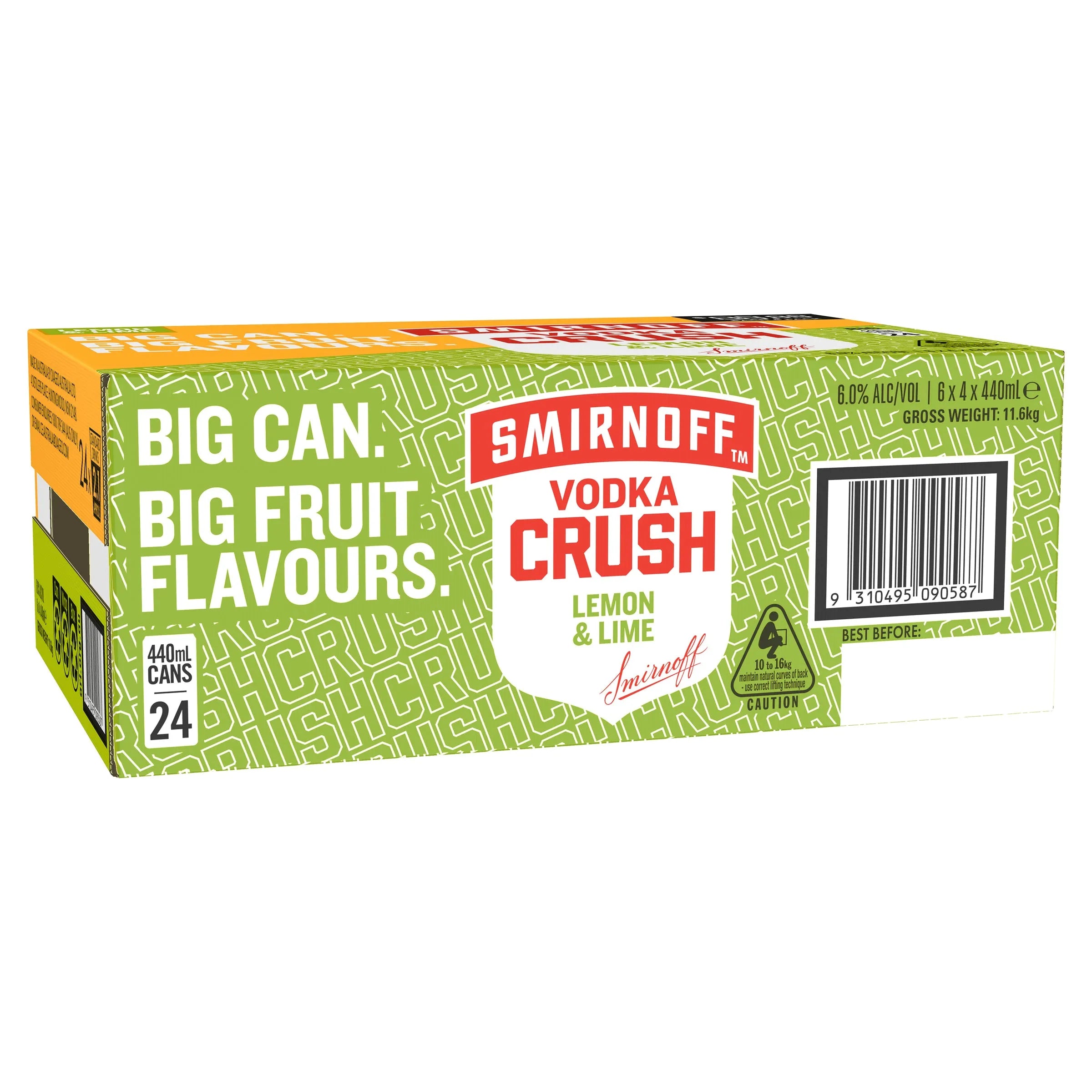 Smirnoff Vodka Crush Lemon & Lime 6% Can 440mL - Harry's Liquor