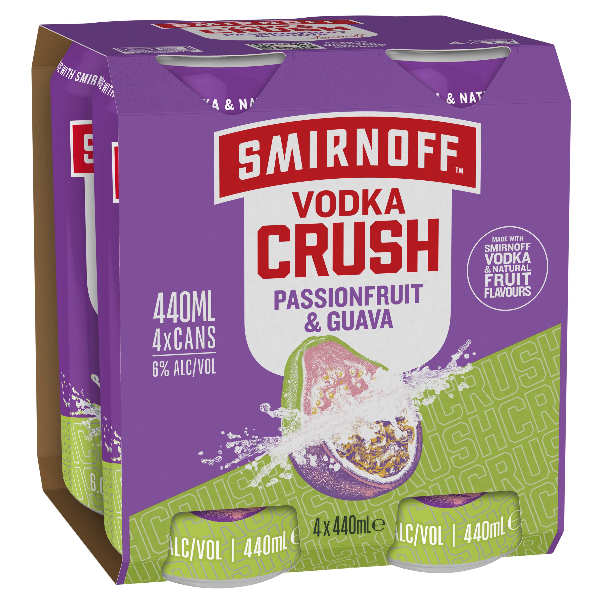 Smirnoff Vodka Crush Passionfruit & Guava 6% Can 440mL