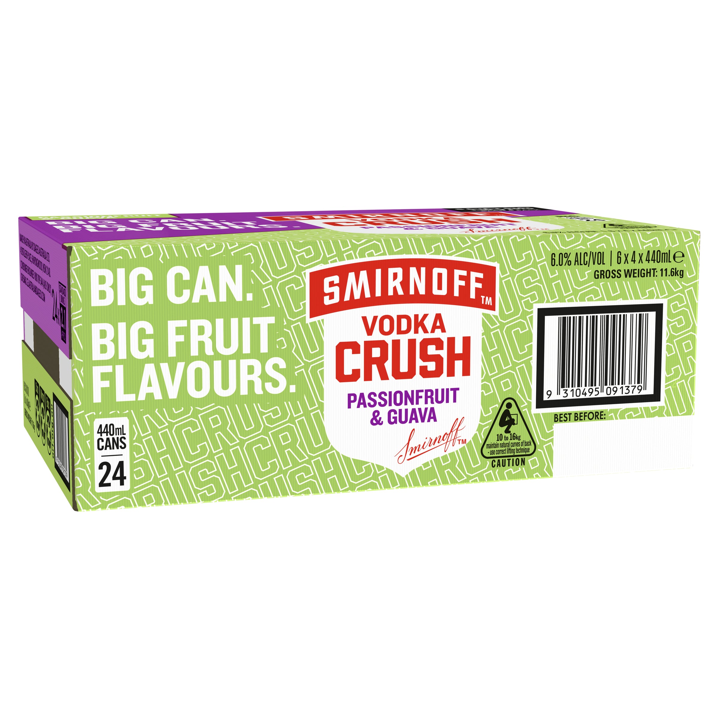 Smirnoff Vodka Crush Passionfruit & Guava 6% Can 440mL
