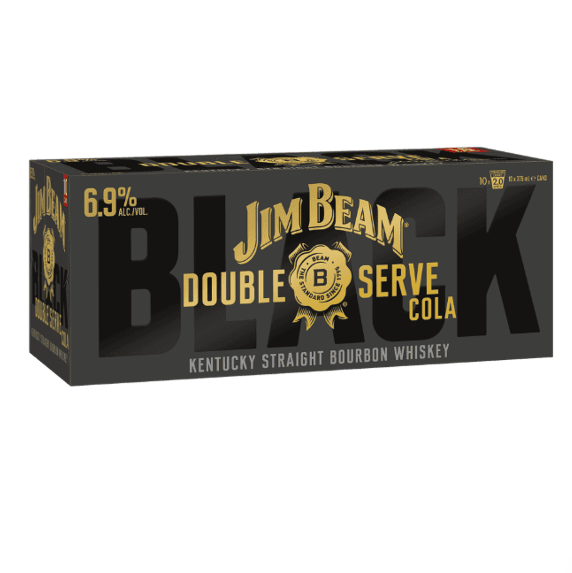 Jim Beam Black Double Serve & Cola 10 Pack Can 375mL