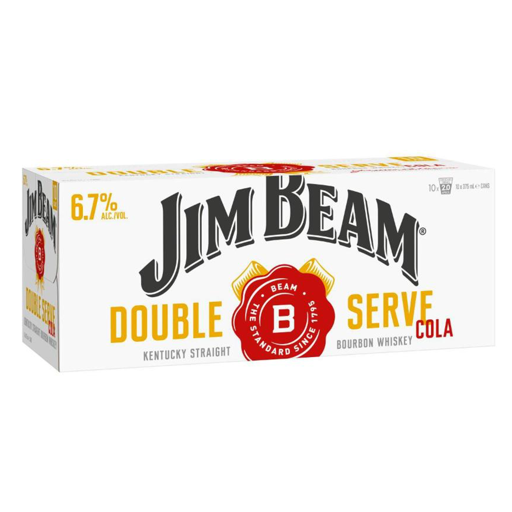 Jim Beam Double Serve & Cola 10 Pack 375mL