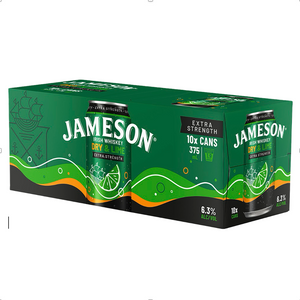 Jameson Irish Whiskey Smooth Dry & Lime 6.3% 10 Pack Can 375mL