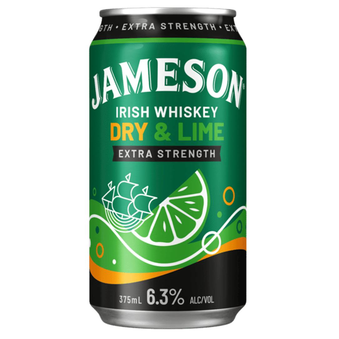 Jameson Irish Whiskey Smooth Dry & Lime 6.3% Can 375mL