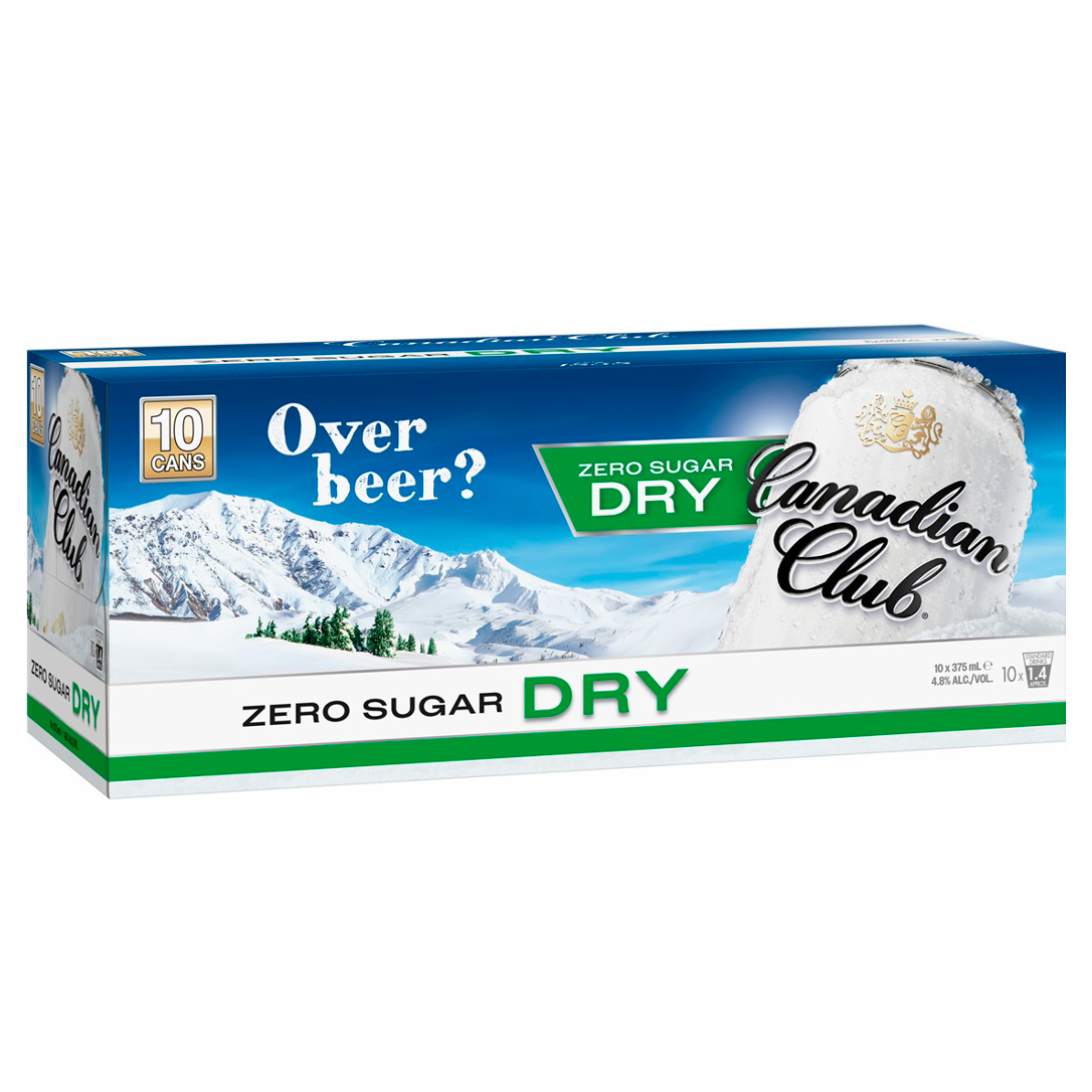 Canadian Club Whisky & Zero Sugar Dry 10 Pack Can 375mL