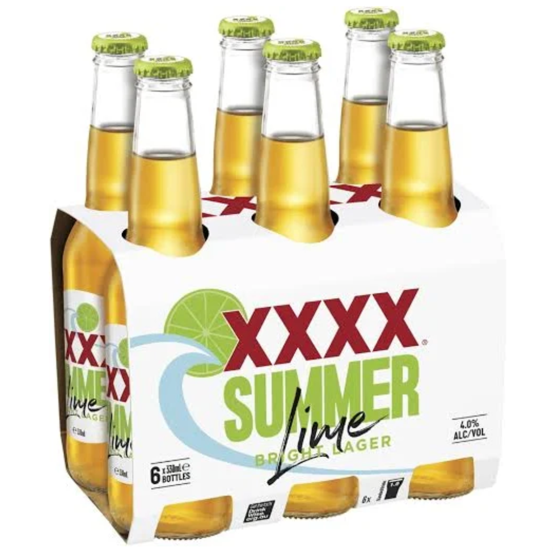 XXXX Summer Bright Lime Bottle 330mL