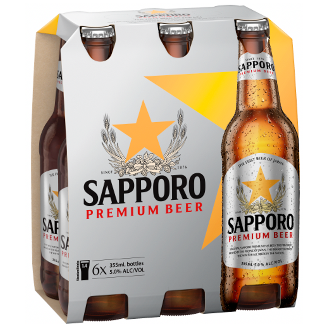 Sapporo Premium Beer Bottle 355mL