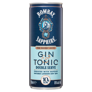 Bombay Sapphire Gin & Tonic Double Serve 10% Can 250mL - Harry's Liquor