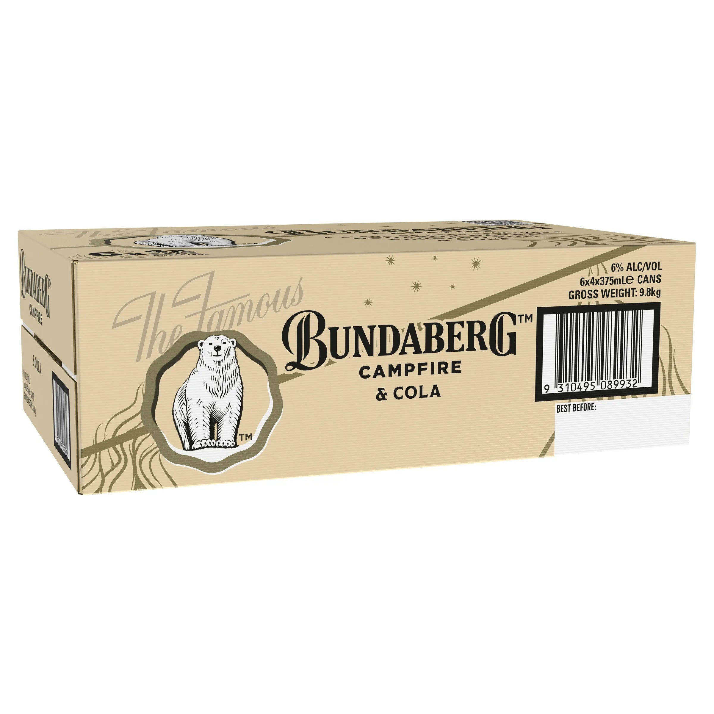 Bundaberg Campfire Bourbon Barrel Rum & Cola 6% Can 375mL - Harry's Liquor