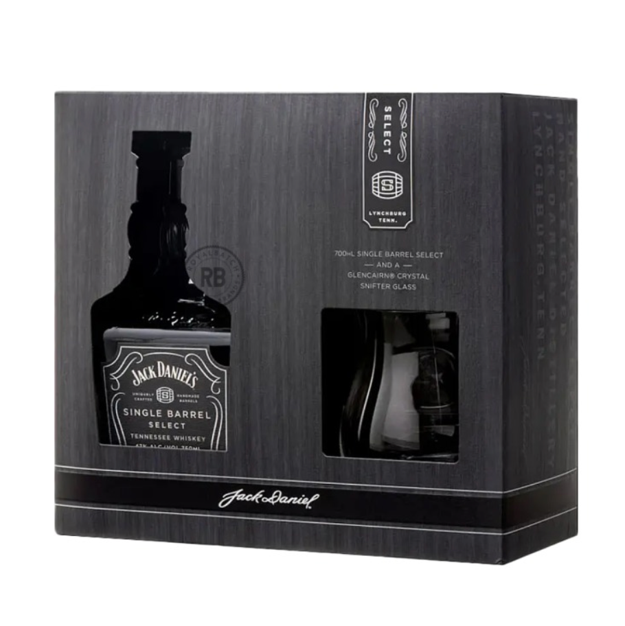 Jack Daniel's Single Barrel Select Tennessee Whiskey & Glencairn Crystal Glass Gift Pack 700mL - Harry's Liquor