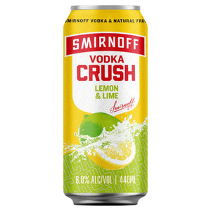 Smirnoff Vodka Crush Lemon & Lime 6% Can 440mL - Harry's Liquor