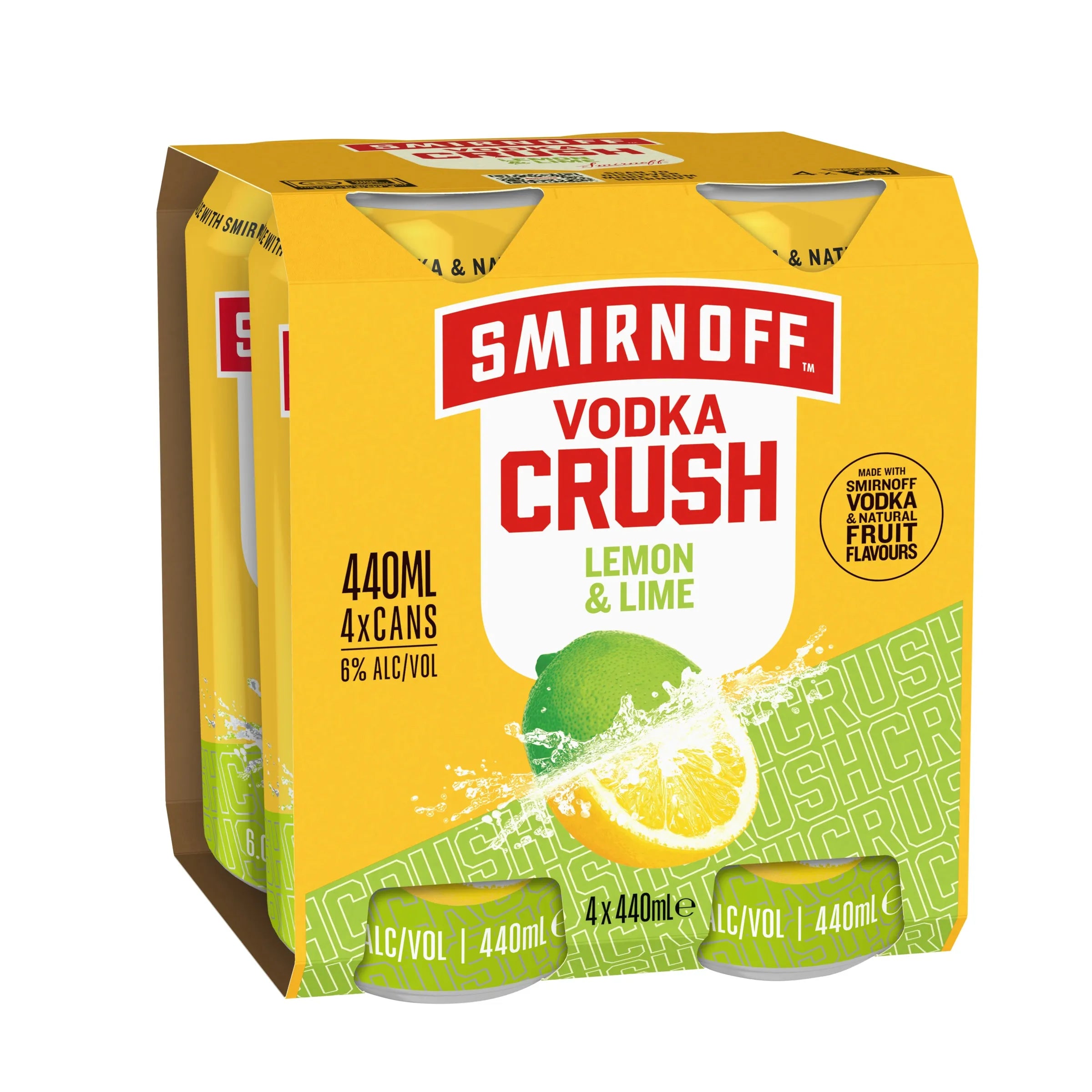 Smirnoff Vodka Crush Lemon & Lime 6% Can 440mL - Harry's Liquor