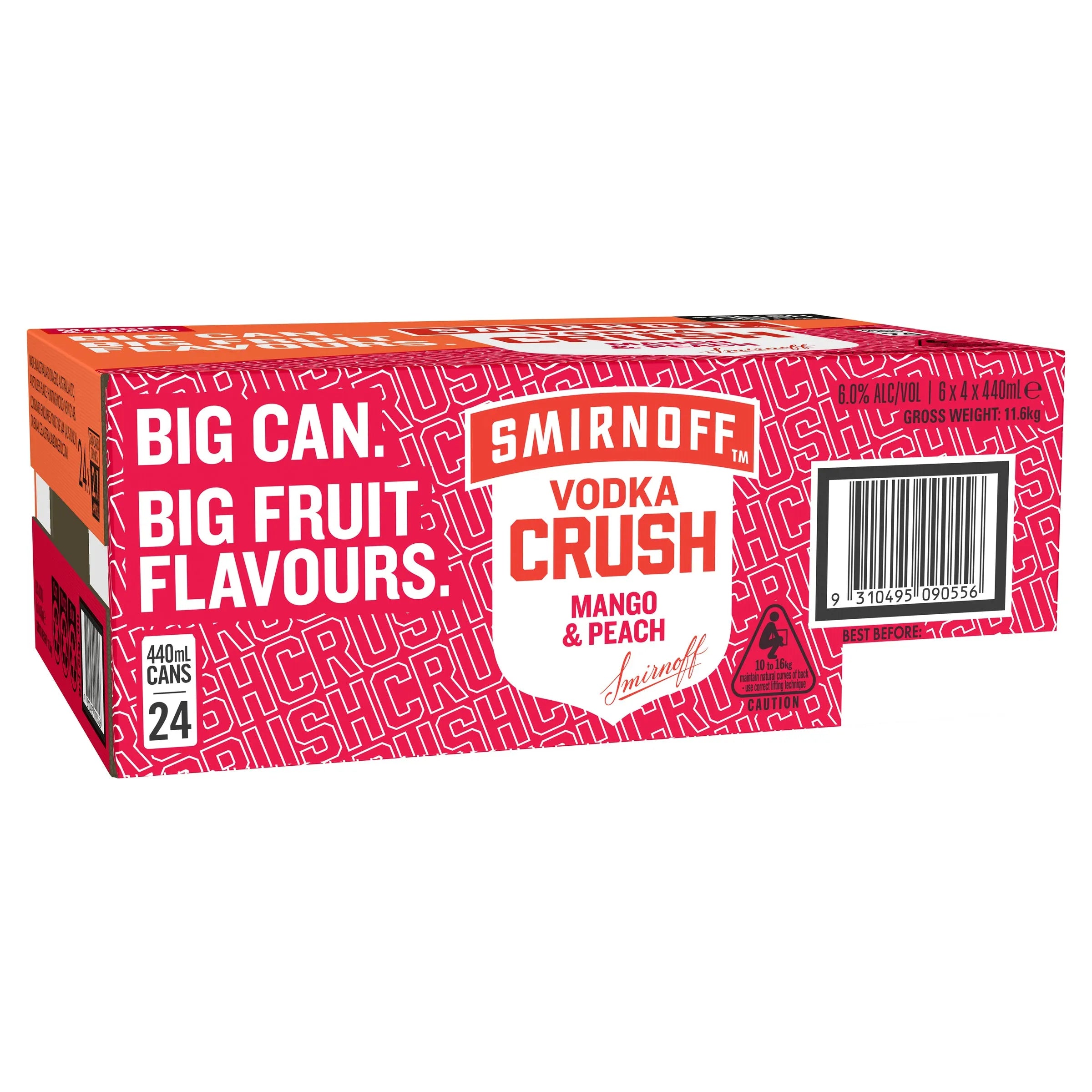 Smirnoff Vodka Crush Mango & Peach 6% Can 440mL - Harry's Liquor