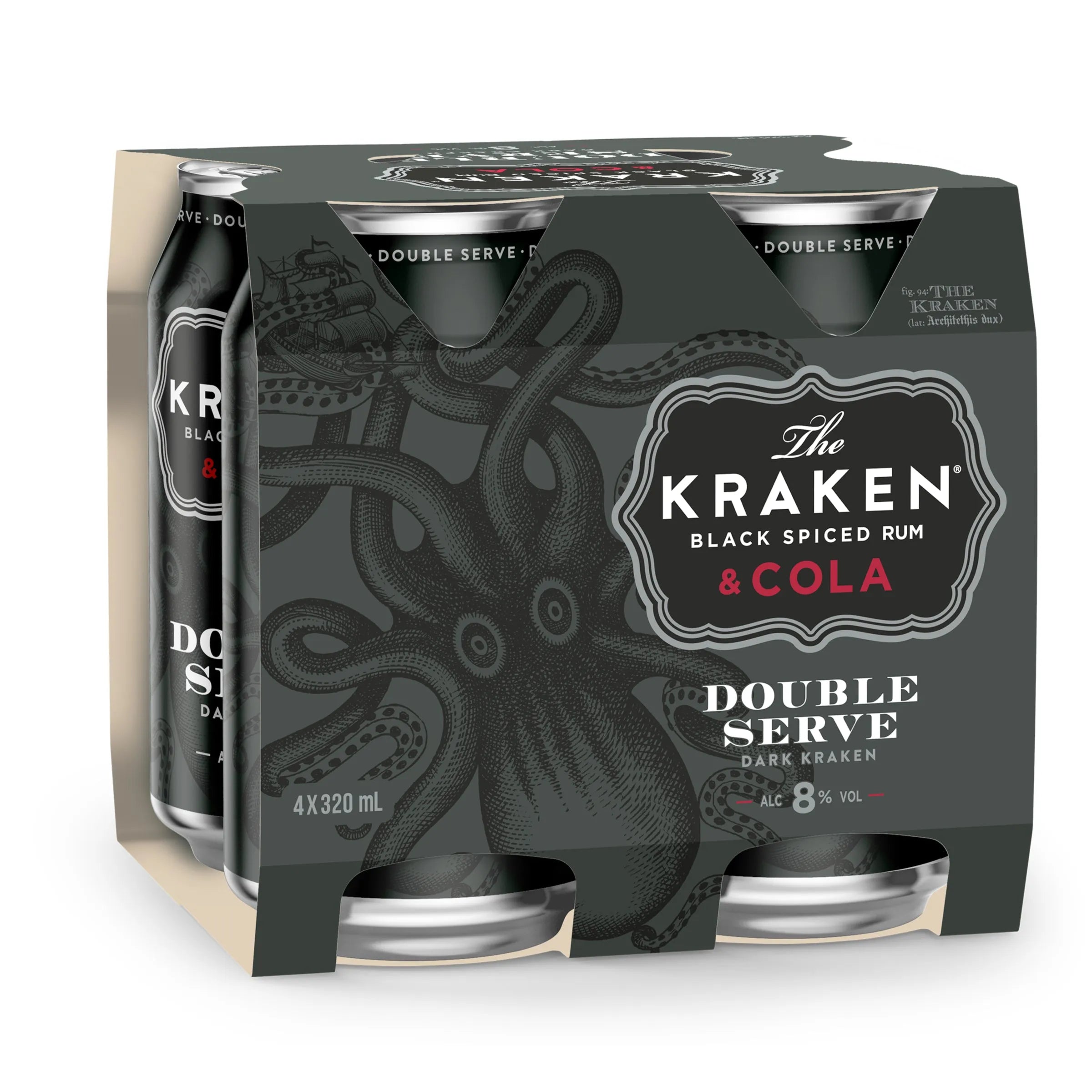 The Kraken Black Spiced Double Serve and Cola 8% Can 320mL - Harry's Liquor
