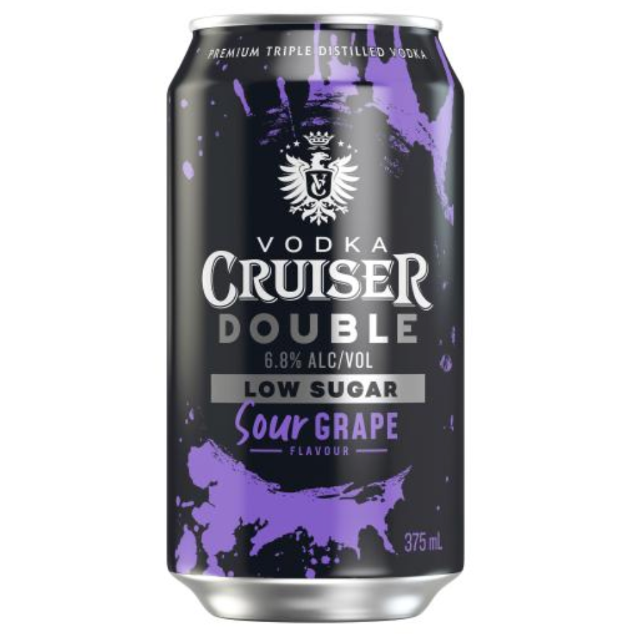Vodka Cruiser Double Low Sugar Sour Grape Can 375mL - Harry's Liquor