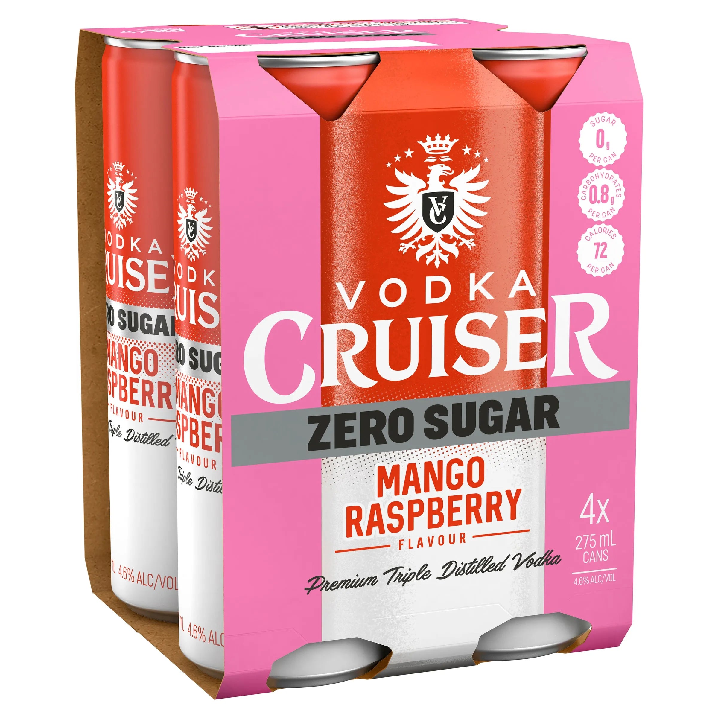 Vodka Cruiser Zero Sugar Mango & Raspberry Can 275mL - Harry's Liquor